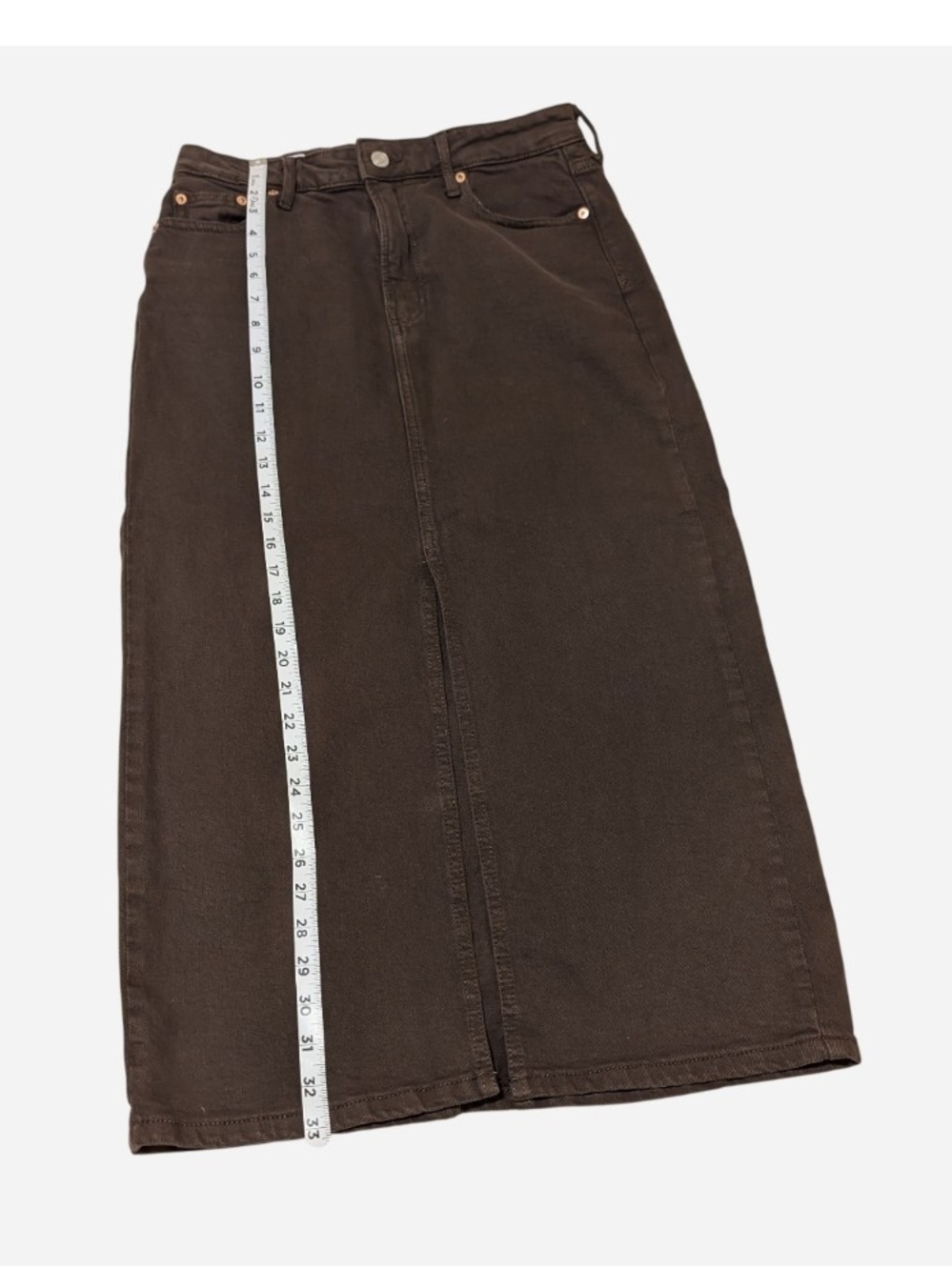 Pre-owned GAP Dark Brown Maxi Skirt with Front Center Slit - Picture 2 of 6